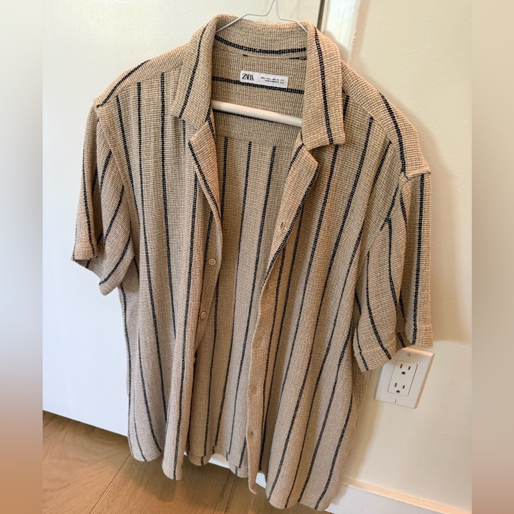 Zara textured short sleeve button down